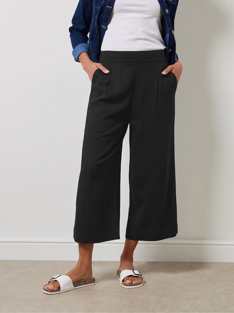 Черный - M&Co Wide Leg Cropped Trousers - Изображение 1 из 4