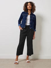 Черный - M&Co Wide Leg Cropped Trousers - Изображение 2 из 4