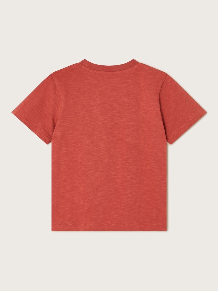 Monsoon Red Dinosaur Graphic 100% Cotton T-Shirt - Image 2 of 3