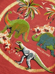 Monsoon Red Dinosaur Graphic 100% Cotton T-Shirt - Image 3 of 3