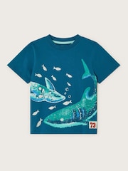 Monsoon Blue Shark Graphic 100% Cotton T-Shirt - Image 1 of 3