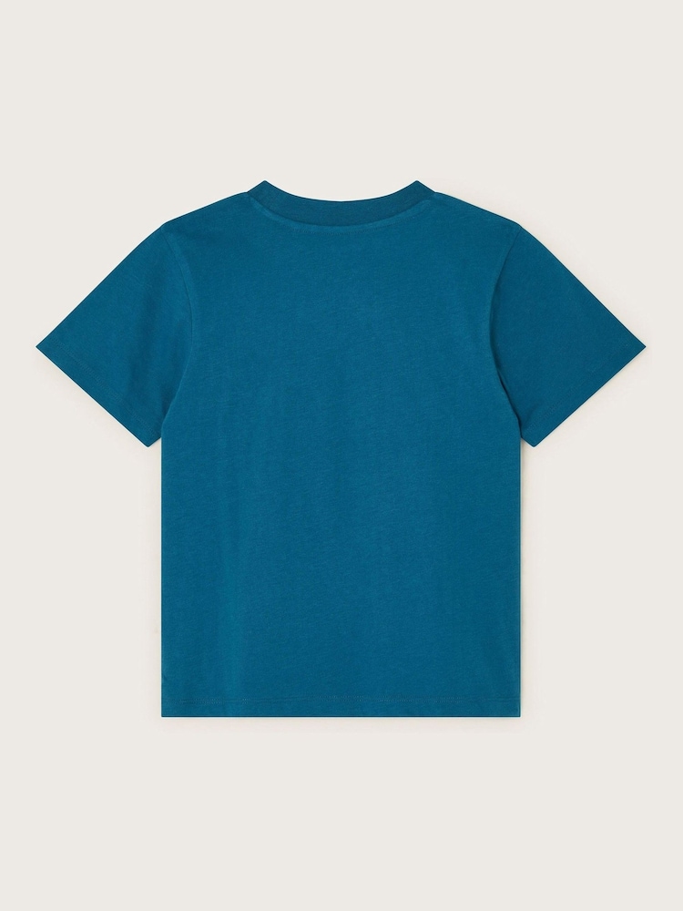 Monsoon Blue Shark Graphic 100% Cotton T-Shirt - Image 2 of 3