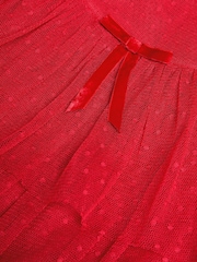 Monsoon Red Frilly Polka Dot Mesh Pleated Dress - Image 3 of 3