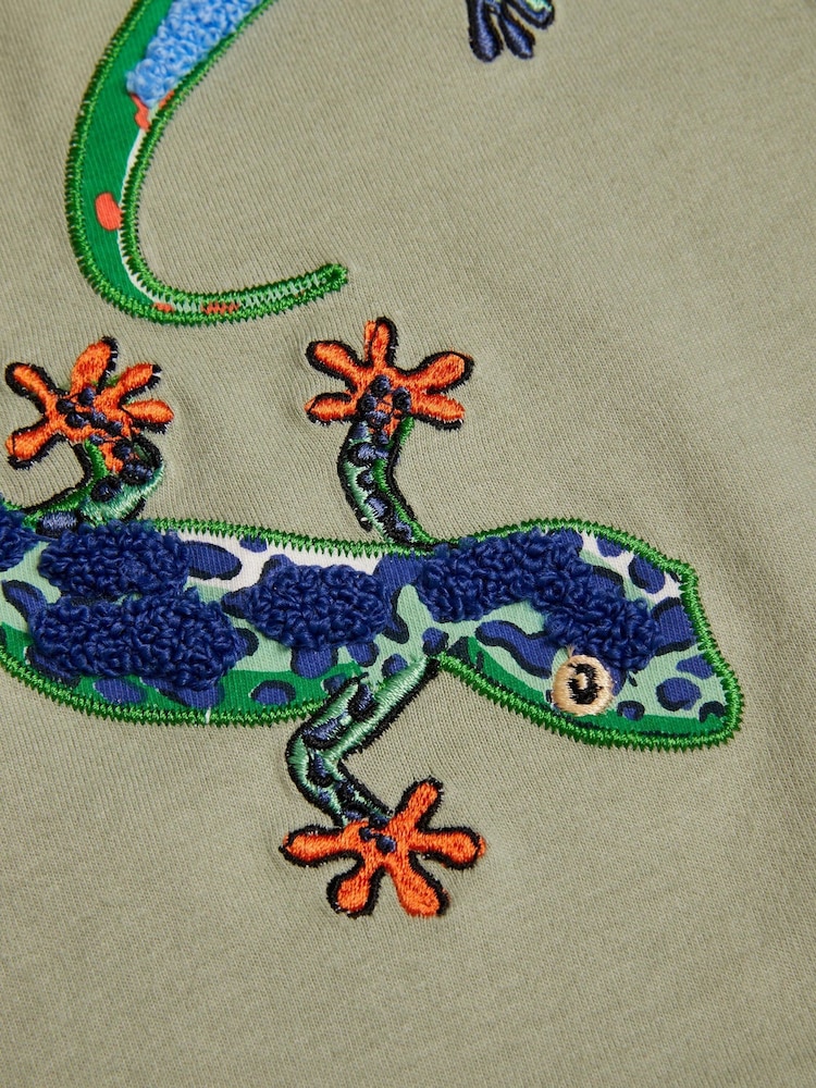 Lizard Embroidered Cotton T-Shirt - Image 3 of 3