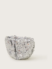 Monsoon Silver Sequin Embellished Ruched Bag - Image 2 of 4