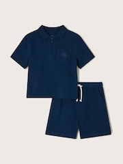 Monsoon Blue Jersey Polo Shirt and Shorts Set - Image 2 of 4