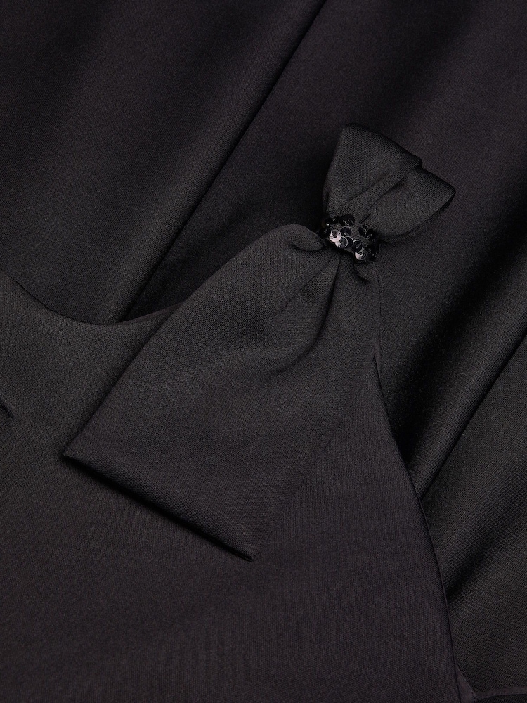 Monsoon Black Nina Asymmetrical Bow Strap Prom Dress - Image 3 of 3