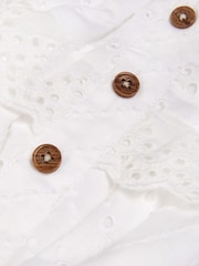 Monsoon White Broderie Ruffle 100% Cotton Playsuit - Image 4 of 4