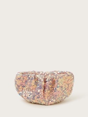 Monsoon Pink Sequin Embellished Ruched Bag - Image 1 of 4