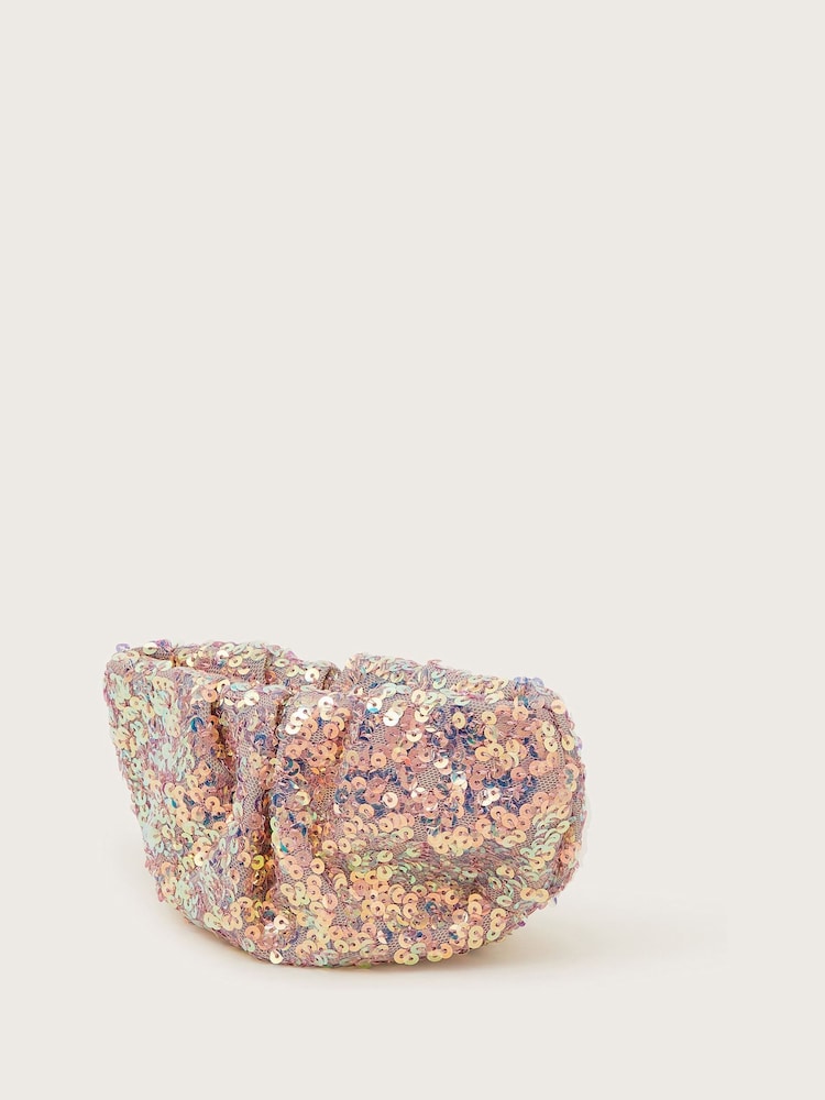 Monsoon Pink Sequin Embellished Ruched Bag - Image 2 of 4