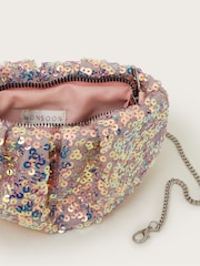 Monsoon Pink Sequin Embellished Ruched Bag - Image 3 of 4