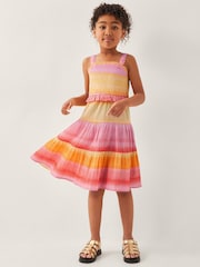 Monsoon Pink Ombré Sleeveless 100% Cotton Tiered Dress - Image 1 of 4