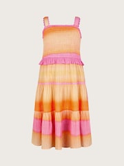 Monsoon Pink Ombré Sleeveless 100% Cotton Tiered Dress - Image 2 of 4