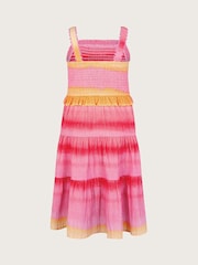 Monsoon Pink Ombré Sleeveless 100% Cotton Tiered Dress - Image 3 of 4