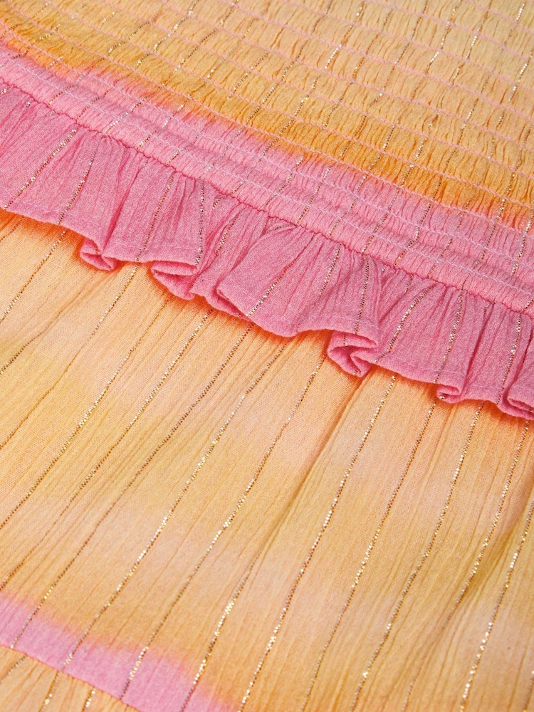 Monsoon Pink Ombré Sleeveless 100% Cotton Tiered Dress - Image 4 of 4
