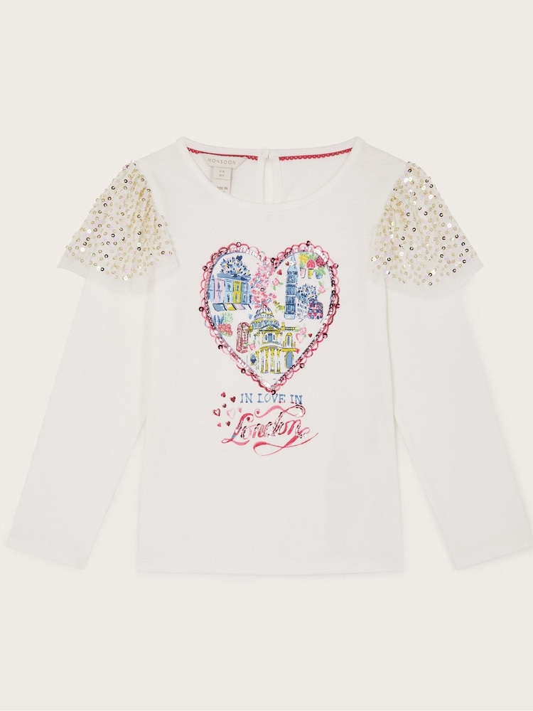 Monsoon Natural Love London Sequin Long Sleeve Top - Image 2 of 4