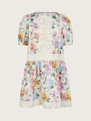 Monsoon Natural Floral Broderie Short Sleeve Dress - Image 1 of 3