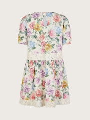 Monsoon Natural Floral Broderie Short Sleeve Dress - Image 2 of 3