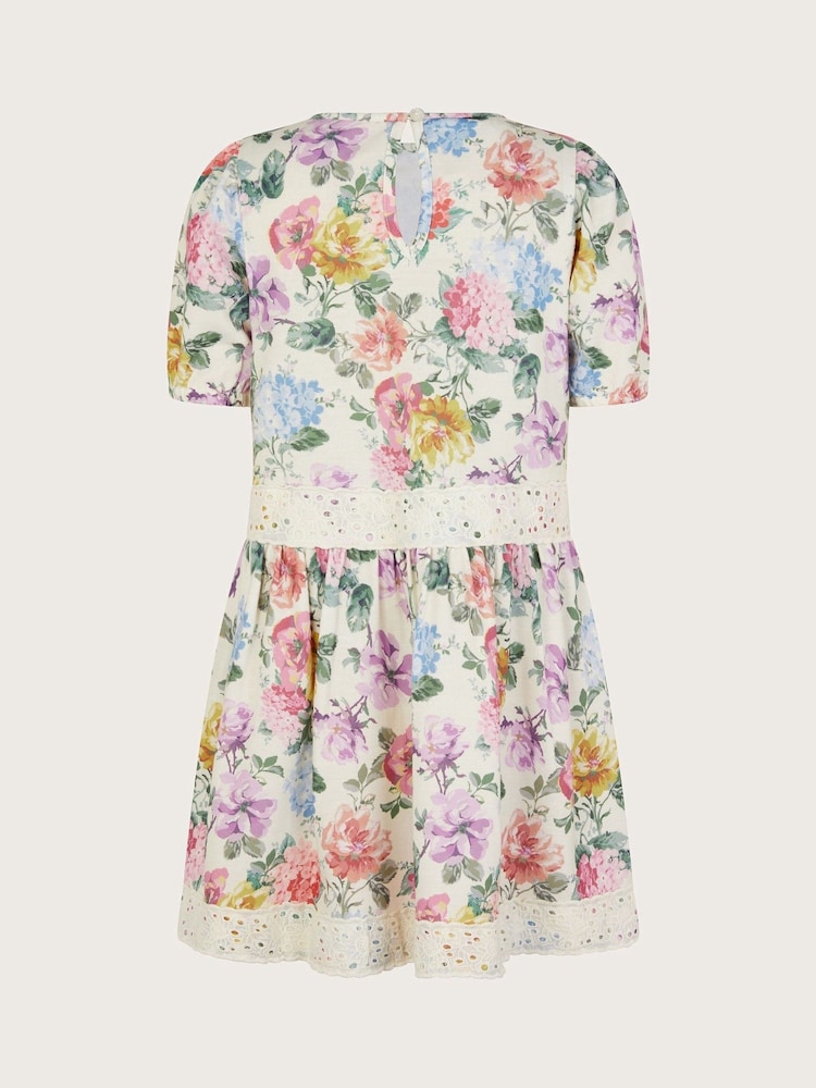 Monsoon Natural Floral Broderie Short Sleeve Dress - Image 2 of 3