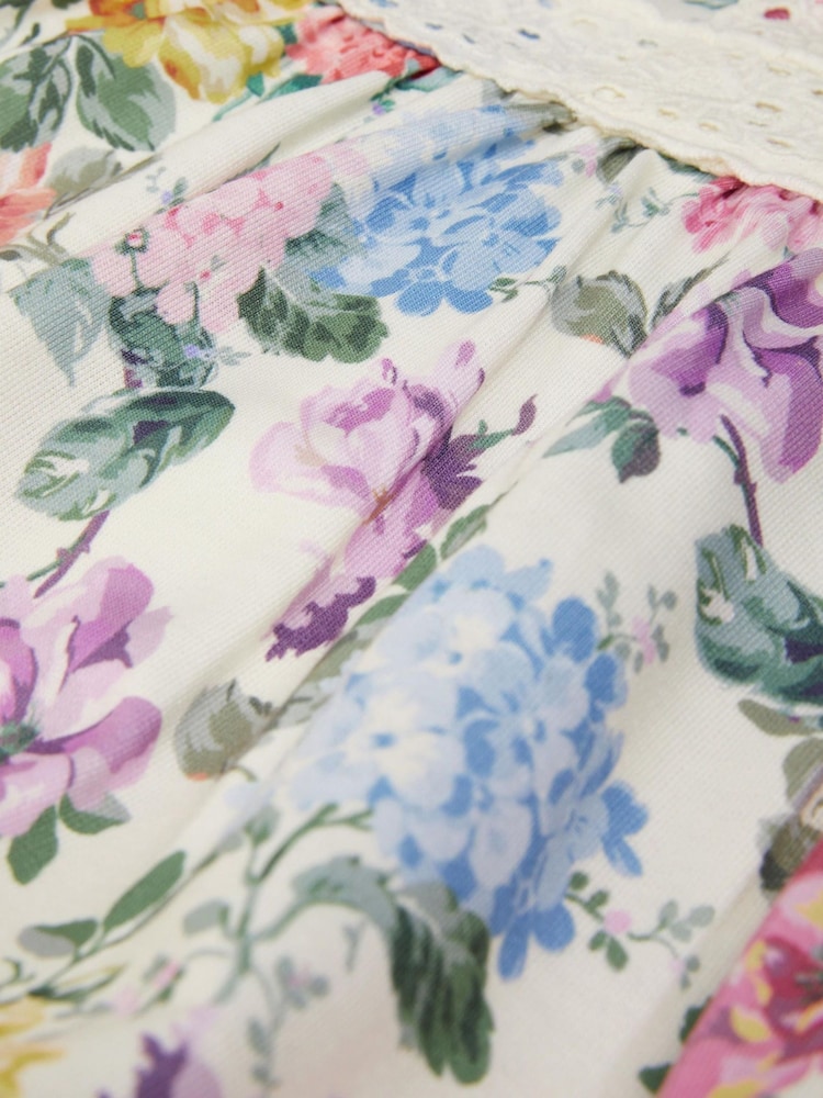 Monsoon Natural Floral Broderie Short Sleeve Dress - Image 3 of 3