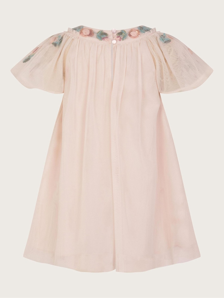 Monsoon Pink Baby Evi Embellished Tulle Swing Dress - Image 2 of 3