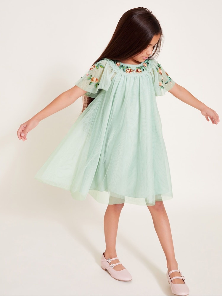 Monsoon Evi Embellished Tulle Swing Dress - Image 1 of 5