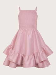 Monsoon Pink Clariska Smocked Taffeta Prom Dress - Image 1 of 1