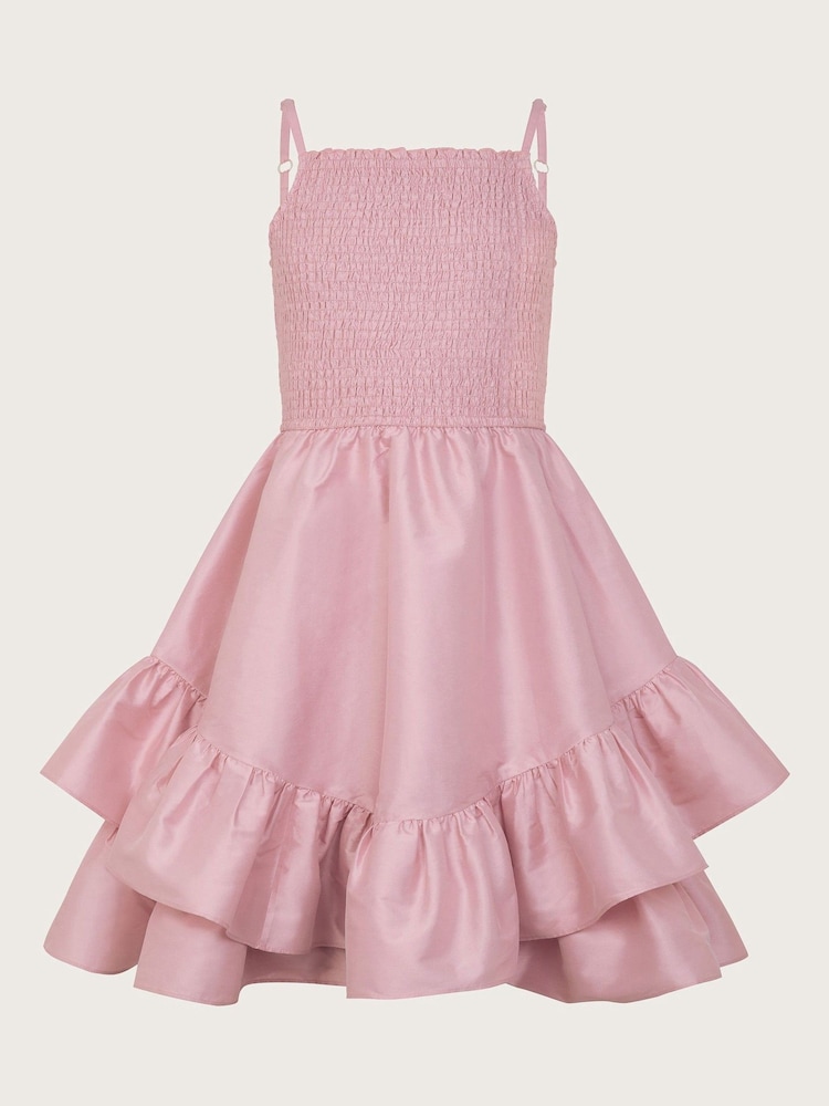 Monsoon Pink Clariska Smocked Taffeta Prom Dress - Image 1 of 1