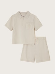 Monsoon Natural Jersey Polo Shirt and Shorts Set - Image 1 of 3