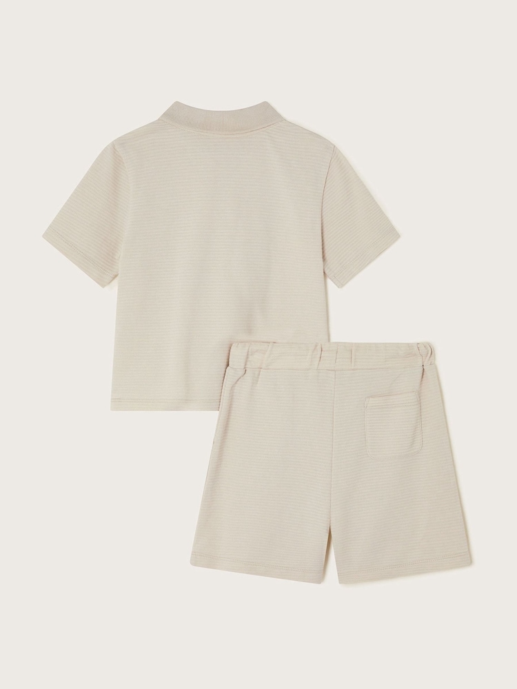 Monsoon Natural Jersey Polo Shirt and Shorts Set - Image 2 of 3