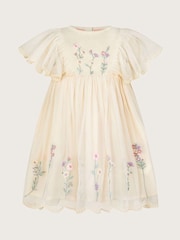 Monsoon Natural Baby Floral Embroidered Tulle Dress - Image 2 of 4