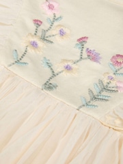 Monsoon Natural Baby Floral Embroidered Tulle Dress - Image 4 of 4