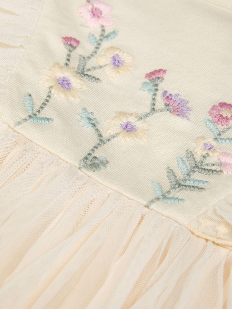 Monsoon Natural Baby Floral Embroidered Tulle Dress - Image 4 of 4