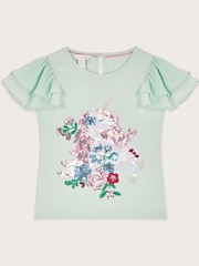 Monsoon Sequin Unicorn Frilly T-Shirt - Image 2 of 4