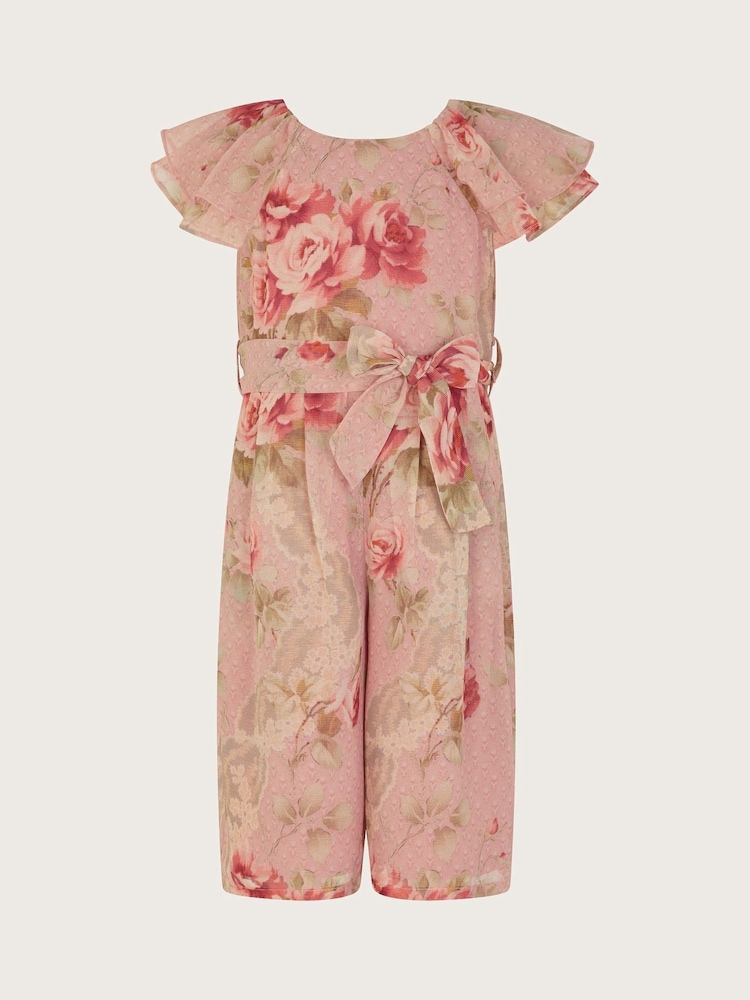 Monsoon Pink Baby Tia Floral Ruffle Jumpsuit - Image 1 of 3