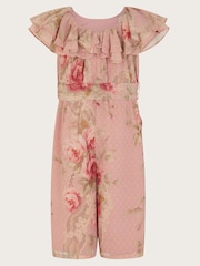 Monsoon Pink Baby Tia Floral Ruffle Jumpsuit - Image 2 of 3