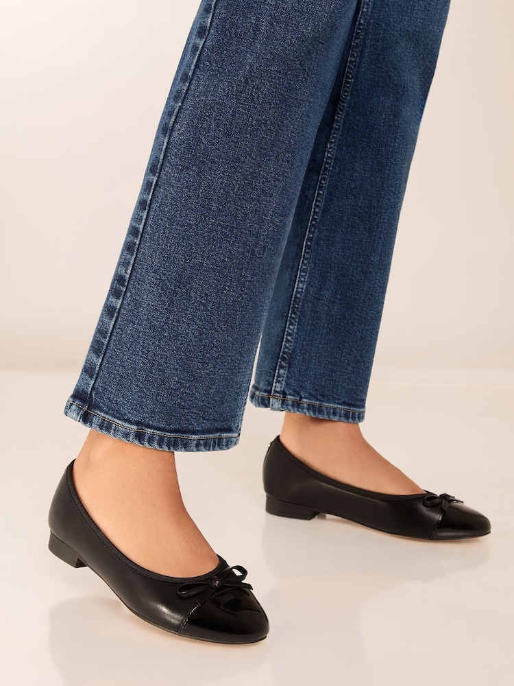 Lipsy Black Patent Toe Cap Ballerinas - Image 4 of 4