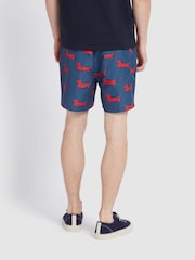 Farah Blue Colbert Dog Print Swim Shorts in Cold Metal - صورة 3 من 5