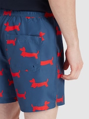 Farah Blue Colbert Dog Print Swim Shorts in Cold Metal - صورة 4 من 5