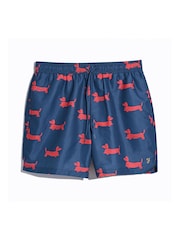 Farah Blue Colbert Dog Print Swim Shorts in Cold Metal - صورة 5 من 5