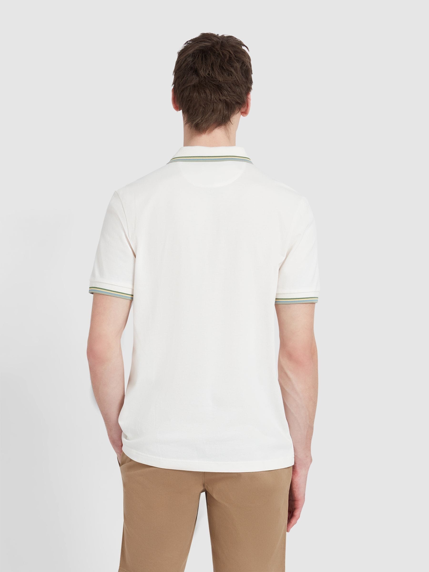 FARAH NARROW STRIPED L/S POLO SHIRT (L)