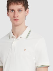 Farah Natural 100% Cotton Alvin Tipped Collar Long Sleeve Polo Shirt - Image 4 of 5