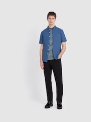 Farah Blue Brewer Short Sleeve 100% Cotton Shirt in Cold Metal - Image 2 of 5