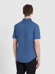Farah Blue Brewer Short Sleeve 100% Cotton Shirt in Cold Metal - Image 3 of 5