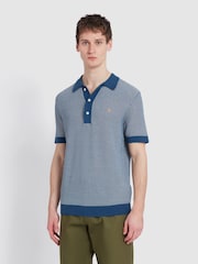 Farah Blue 100% Cotton Sandford Knit Polo Shirt - Bild 1 von 5