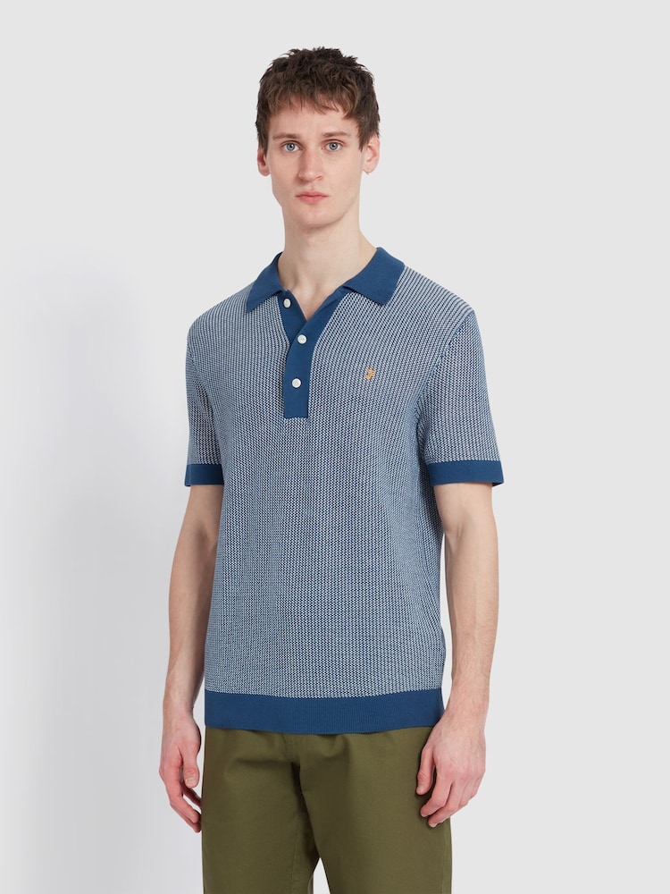 Farah Blue 100% Cotton Sandford Knit Polo Shirt - Bild 1 von 5