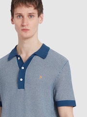 Farah Blue 100% Cotton Sandford Knit Polo Shirt - Bild 4 von 5