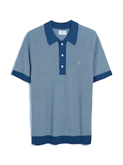 Farah Blue 100% Cotton Sandford Knit Polo Shirt - Bild 5 von 5