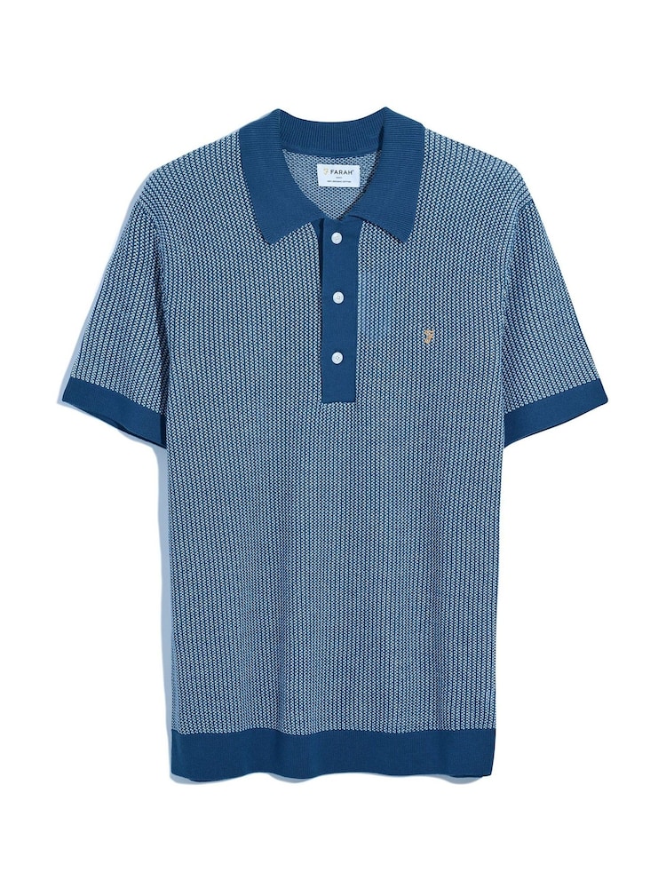 Farah Blue 100% Cotton Sandford Knit Polo Shirt - Bild 5 von 5