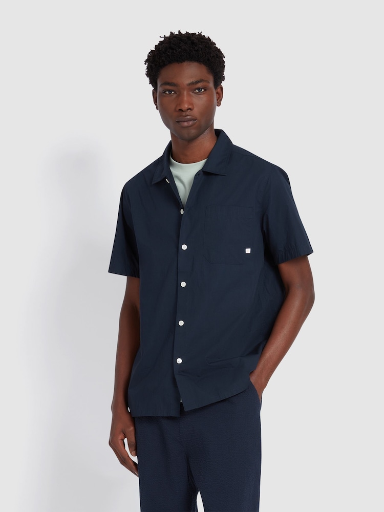 Farah Blue 100% Cotton Ossie Short Sleeve Shirt - Image 1 of 5
